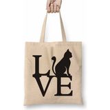 Toyaso Love Cat Kedi Beyaz Bez Çanta Uzun Saplı Alışveriş Çantası Plaj Çantası - 34*40 cm - 001-Beyaz