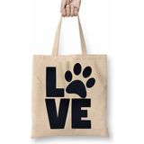 Toyaso Love Dog Pug Cat Kedi Köpek Beyaz Bez Çanta Uzun Saplı Alışveriş Çantası Plaj Çantası - 34*40 cm - 001-Beyaz