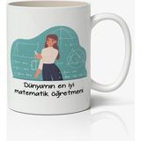 Toyaso Matematik Öğretmeni 24 Kasım Öğretmenler Günü Temalı Beyaz Kupa Bardak Sevgiliye Arkadaşa Hediye - 010 - Beyaz