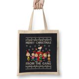 Toyaso Merry Christmas From The Peanuts Gang Snoopy Bez Çanta Uzun Saplı Alışveriş Çantası - 001 - Beyaz