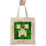 Toyaso Minecraft Creeper Bursting With Love Beyaz Bez Çanta Uzun Saplı Alışveriş Çantası Plaj Çantası - 34x40 - 001 - Beyaz