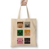 Toyaso Minecraft Famous Characters Beyaz Bez Çanta Uzun Saplı Alışveriş Çantası Plaj Çantası - 34x40 - 001 - Beyaz