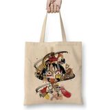 Toyaso One Piece Hasır Şapkalı Luffy 005 Beyaz Bez Çanta Uzun Saplı Alışveriş Çantası Plaj Çantası - 34*40 cm - 001-Beyaz