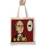 Toyaso One Punch Man Bez Çanta Uzun Saplı Alışveriş Çantası Plaj Çantası - 34*40 cm - 001-Beyaz