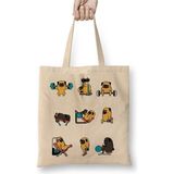 Toyaso Pug Köpek Spor Günü Gym Fitness Beyaz Bez Çanta Uzun Saplı Alışveriş Çantası Plaj Çantası - 34x40 - 001 - Beyaz