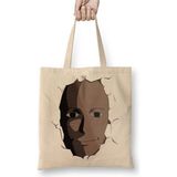 Toyaso Saitama Face One Punch Man Beyaz Bez Çanta Uzun Saplı Alışveriş Çantası Plaj Çantası - 001 - Beyaz