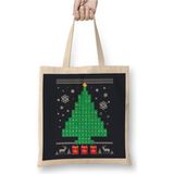 Toyaso Science Christmas Tree Periyodik Tablo Kimya Yılbaşı Beyaz Bez Çanta Uzun Saplı Alışveriş Çantası