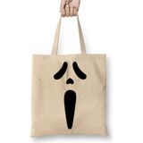 Toyaso Scream Çığlık Horror Cadılar Bayramı Beyaz Bez Çanta Uzun Saplı Alışveriş Çantası Plaj Çantası - 34*40 cm - 001-Beyaz