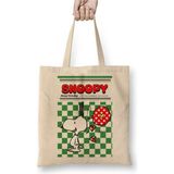Toyaso Snoopy Lown Shop Beyaz Bez Çanta Uzun Saplı Alışveriş Çantası Plaj Çantası - 34*40 cm - 001-Beyaz