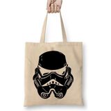 Toyaso Stormtrooper Black Beyaz Bez Çanta Uzun Saplı Alışveriş Çantası Plaj Çantası - 34x40 - 001 - Beyaz