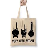 Toyaso Very Cool Cats Cool Kediler Beyaz Bez Çanta Uzun Saplı Alışveriş Çantası Plaj Çantası - 34*40 cm - 001-Beyaz