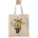 Toyaso Vespa 01 Beyaz Bez Çanta Uzun Saplı Alışveriş Çantası Plaj Çantası - 34x40 - 001 - Beyaz