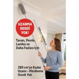 TOYFEST 1 Adet 280 Cm Uzayabilir Mikrofiber Yumuşak Başlıklı Toz Alma Püskülü Gri Renk Temizlik Fırçası