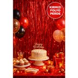 Toyfest 1 Adet Kırmızı Parlak Parti Perdesi 100x200 cm – Doğum Günü, Baby Shower, Fotoğraf Arka Fon 100*200