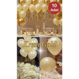 Toyfest 10 Adet Krem Gold Parıltılı Metalik Balonlar ✨ Parti & Kutlama Paketi
