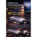 TOYFEST 11in1 Type-C Hub USB 3.0 HDMI 4K VGA LAN SD/TF 100W PD Çoklayıcı Adaptör Dönüştürücü ATSN-KK55YT2043