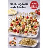 TOYFEST 12 cm Kahve Düğümlü Bambu Kürdan – Parti Sunum, Kokteyl, Kanepelik Doğal Servis Çubuğu 50’li Pkt