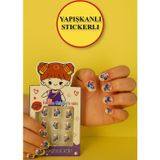 TOYFEST 12 li Yapışkan Stickerlı Renkli Baskılı Çocuk Takma Tırnak Oyuncak Seti - 5- 14 Yaş Arası - Model 25