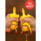 Toyfest 2 ADET - Antistres - Stres Atıcı Yumurtlayan Sıkımlık Yumuşak Tavuk Anahtarlık Oyuncak