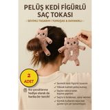 Toyfest 2 Adet - Sevimli Pelüş Kedi Figürlü Saç Tokası – Tatlı ve Eğlenceli Tasarım - 2 Adet
