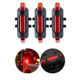 Toyfest 3 Adet USB Şarj Edilebilir Parlak Bisiklet LED Lamba Su Geçirmez Güvenlik Uyarı Arka Lamba Işığı