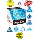 TOYFEST 3 Boyutlu Stress Giderici Manyetik Geometrik Mozaikli Mıknatıslı Sihirli Akıl Zeka Rübik Küp - Mavi