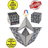 TOYFEST 3 Boyutlu Stress Giderici Manyetik Geometrik Mozaikli Mıknatıslı Sihirli Akıl Zeka Rübik Küp - Siyah