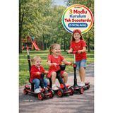 Toyfest 3 Tekerlekli Yönlendirmeli Koltuklu Çocuk Scooter 1-14 Yaş Arası Kırmızı Güvenli ve Eğlenceli