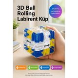 Toyfest 3D Labirent Küp Zeka Oyunu Top Yönlendirme Şeffaf El Tipi Beceri Oyuncağı Maze Mavi Sarı 6,9 cm