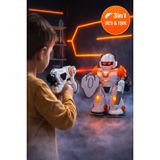 TOYFEST 3in1 Sesli Işıklı Dans Eden Robot Lazer Silahlı İnfrared Hedef Oyunu 22 cm Eğitici Oyuncak ERKL-049594