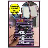Toyfest 4 Ayraçlı Kuromi Figürlü Mini Cep Not Defteri Notluk - Model 2