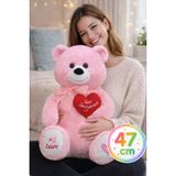 TOYFEST 47 cm Pembe Peluş Ayı – Kalpli I Love You Yazılı Sevgiliye Özel Büyük Peluş Oyuncak SLY-103014