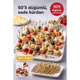 TOYFEST 50’li Kahve Düğümlü Bambu Kürdan 9 cm – Parti Sunum, Kokteyl, Kanepelik Doğal Servis Çubuğu