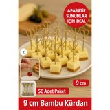 TOYFEST 50’li Kahve Kalpli 9 cm Doğal Bambu Kürdan