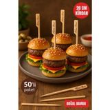 TOYFEST 50’li Paket | 20 cm Bambu Sunum Kürdanı – Kanape, Kokteyl, Mini Hamburger, Atıştırmalık Kürdan