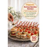 TOYFEST 50’li Paket I 12 cm Düğümlü Kırmızı Bambu Kürdan Kokteyl Kürdan Sunum Çubuğu Aperatif Kürdan