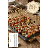 TOYFEST 50’li Pkt 12 cm Dekoratif Yuvarlak Bambu Kürdan - Kokteyl Kürdanı Parti Sunum Kürdan Seti
