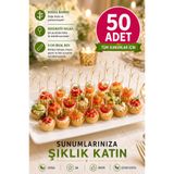 TOYFEST 50’li Pkt 9 cm Dekoratif Yuvarlak Bambu Kürdan - Kokteyl Kürdanı Parti Sunum Kürdan Seti