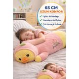 TOYFEST 65 Cm Uzun Peluş Ördek Yastık Uyku Arkadaşı Yumuşak Oyuncak Çocuk Hamile Destek Pembe Sarı SLY-439014