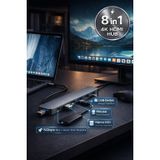 TOYFEST 8 in 1 Type-C USB Hub HDMI 4K PD Şarj SD Kart Okuyucu MacBook Notebook Uyumlu Adaptör ATSN-AF23YT0023