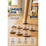 TOYFEST 8’li Keçeli Şeffaf Silikon Sandalye Ayak Koruyucu | Sessiz Zemin Çizmez L Beden 30mm