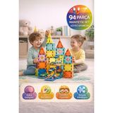 Toyfest 94 Parça Manyetik Blok Set – Eğitici Zeka Geliştirici Çocuk Oyuncak Yapı Oyunu 5,5 cm - Renkli
