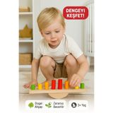 TOYFEST Ahşap Denge Kulesi – Renkli Silindirli Eğitici Motor Beceri ve Koordinasyon Oyunu ERKL-400094