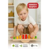 Toyfest Ahşap Denge Kulesi – Renkli Silindirli Eğitici Motor Beceri ve Koordinasyon Oyunu