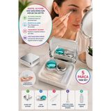 Toyfest Aynalı Silver Kontakt Lens Kutusu Seti Cımbızlı Vantuz Aparatlı Solüsyon Şişeli Lens Kabı 5 li SET