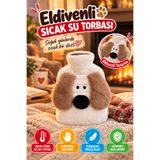 TOYFEST Beyaz Gromit Figürlü Eldivenli Sıcak Su Torbası – Peluş Kılıflı, Karın El Isıtıcı