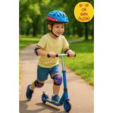 TOYFEST Bisiklet Kaykay Paten Scooter için Koruyucu Kask Dizlik Dirseklik Set - Mavi (52 -56 CM Kafa Ölçüsü)