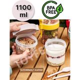 Toyfest Bpa Free Diyet Öğün & Kahvaltı Için Çatal & Kaşıklı Kapaklı Yoğurt Müsli Salata Meyve Saklama Kabı
