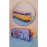 TOYFEST BTS BT21 Temalı Dev Fermuarlı Kalemlik Şeffaf Kalem Kutusu Çantası - Pastel Mor