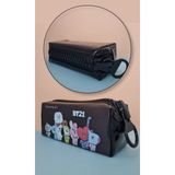 Toyfest Bts BT21 Temalı Dev Fermuarlı Kalemlik Şeffaf Kalem Kutusu Çantası - Siyah - 1 Adet - Renkli